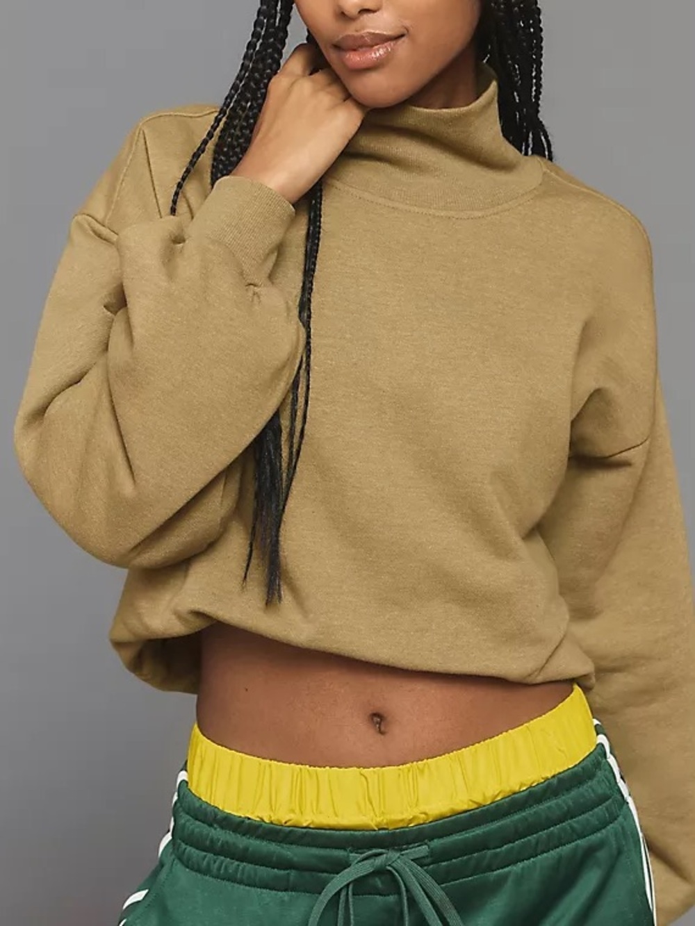 Anthropologie Pilcro Funnel-Neck Bubble-Hem Sweatshirt Green Casual.     G49